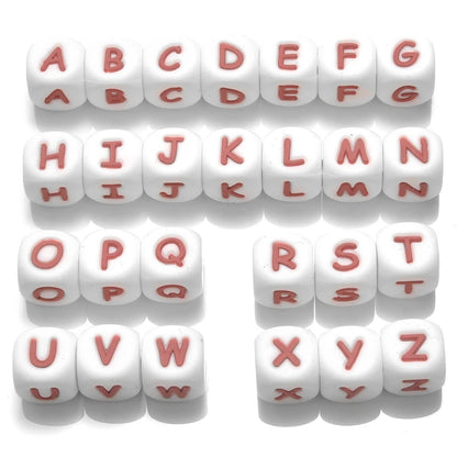 Clearance_12mm 26Pcs Silicone Letter Beads 15 Colors Colorful Alphabet Silicone Chewing Bead for Pacifier Clip Chain Not Choose