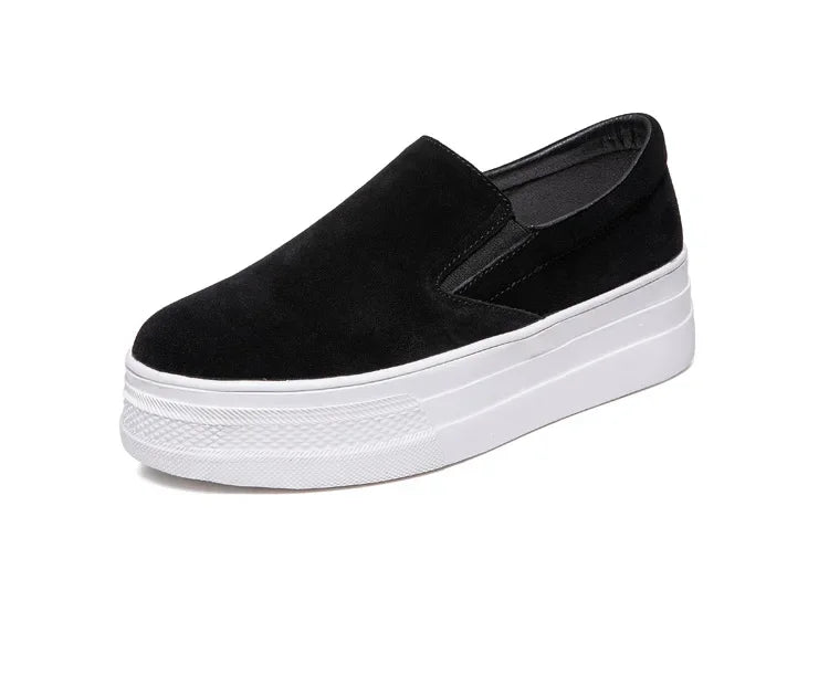 Shoes for Women Spring Leisure Sneakers New Womens Lazy Footwear Lightweight Thick Sole Genuine Leather Board Shoes Platform