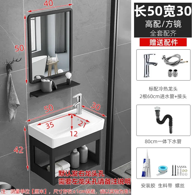 Bathroom Vanity with Sink Toilet Simple Small Apartment Household Wall-mounted Storage Balcony Washbasin Cabinet with Mirror