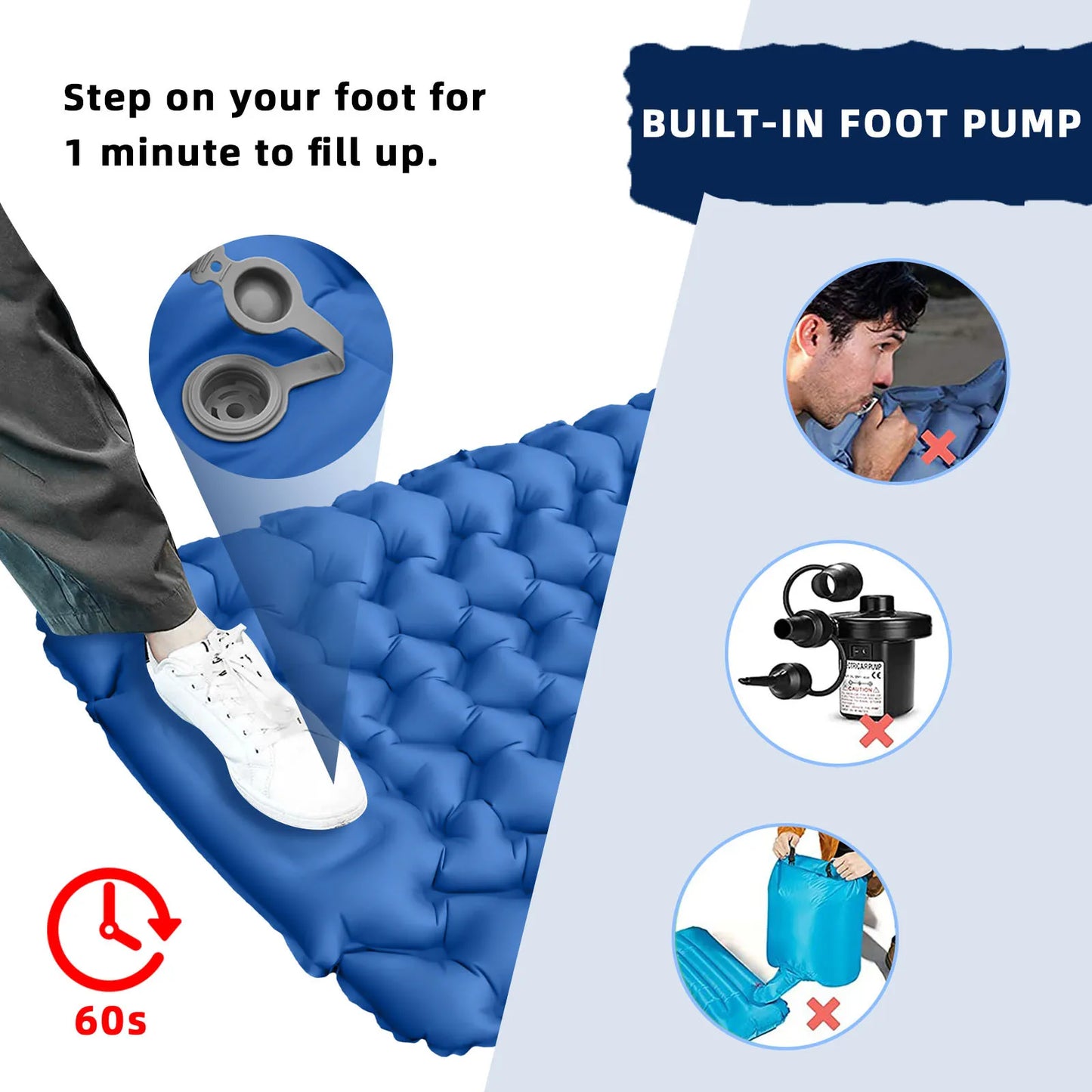 Camping sleeping mats Portable inflatable mattresses Outdoor inflatable mattresses Thickened camping Foot-operated inflatable