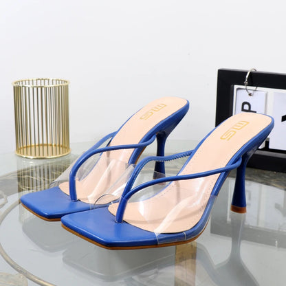 shoes for women 2025 designer luxury new stiletto flip flops clip toe outdoor Transparent slippers black temperament sandals 9CM