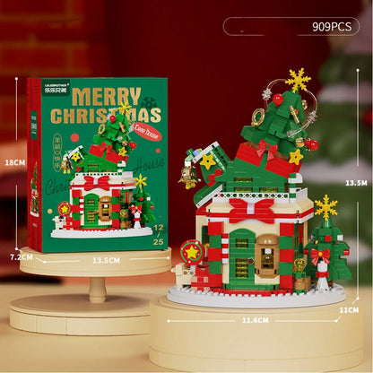 Christmas Gifts Micro Building Block Series Santa Claus Reindeer Puzzle Assembling Bricks Table Decoration Toys Children Kids