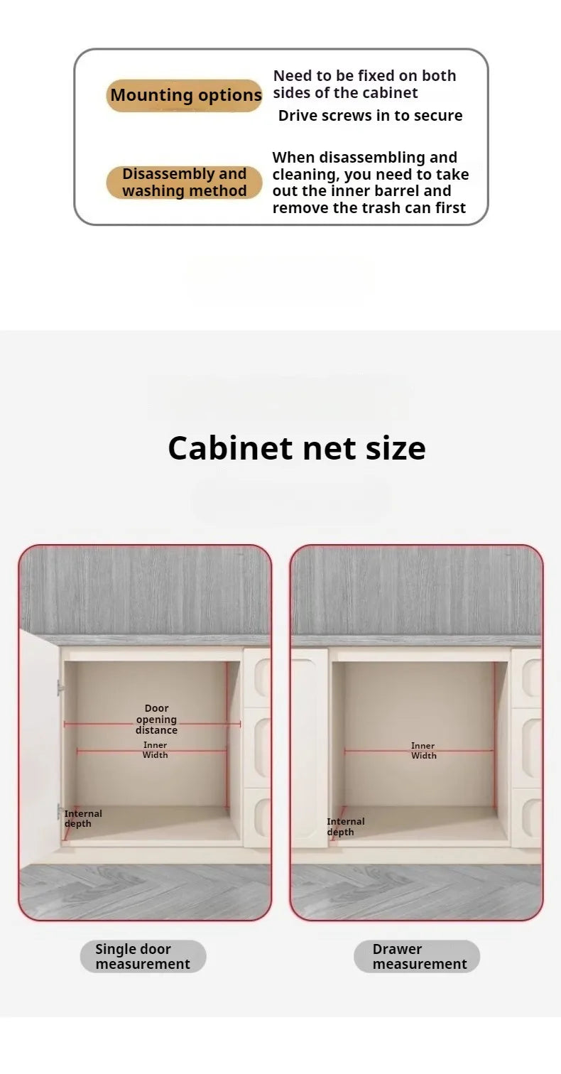 Kitchen Cabinet Embedded Trash Can Large Capacity Hidden Trash Can Classified Garbage Bin with Lid Kitchens Food Waste Disposal