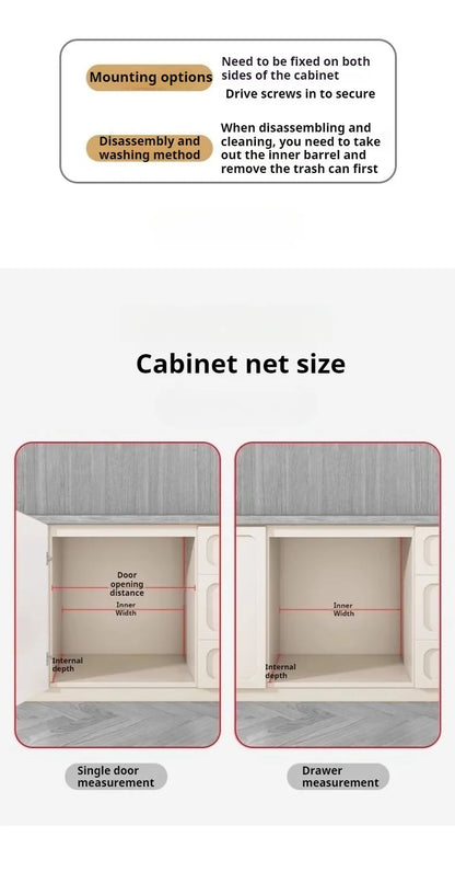 Kitchen Cabinet Embedded Trash Can Large Capacity Hidden Trash Can Classified Garbage Bin with Lid Kitchens Food Waste Disposal