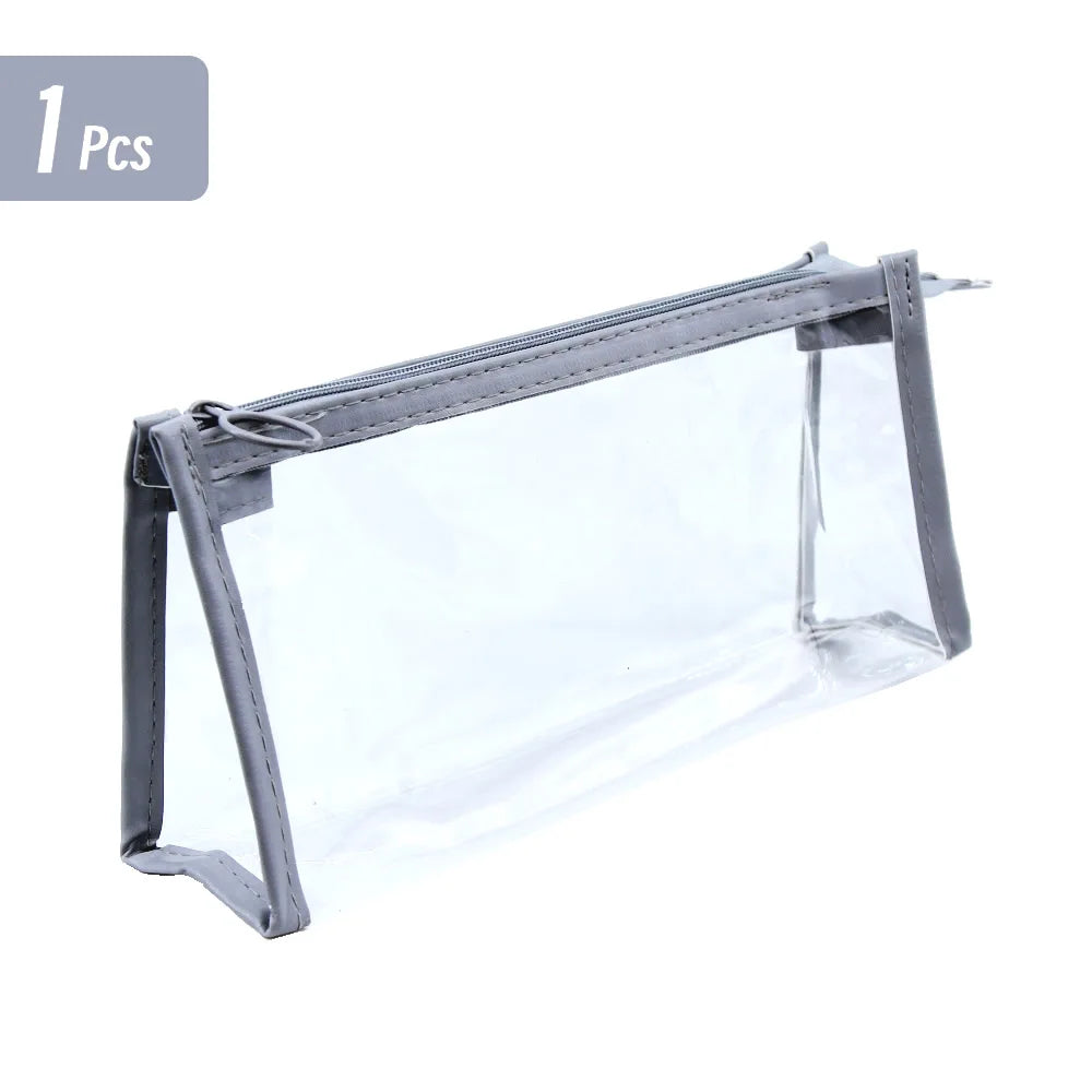 Transparent Triangular Pencil Case Large Capacity Simple Pen Bag Kawaii Cosmetic Bag School Study Stationery Office Supplies