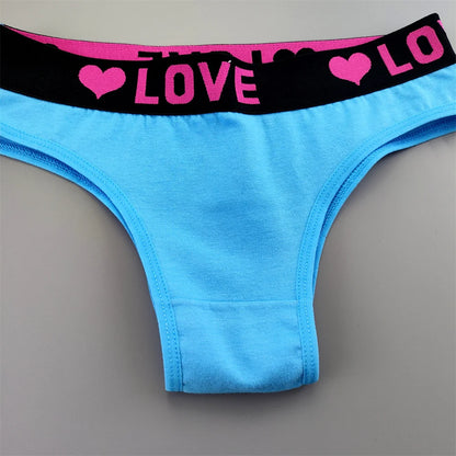 6 قطع من ملابس داخلية نسائية قطنية مطبوعة على شكل قلب بحزام عريض ملفوفة بشكل نصف أرداف بيكيني قصير للسيدات ملابس داخلية جميلة