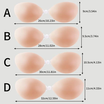 Reusable front button chest patches, silicone invisible strapless self-adhesive breast patches, women's underwear accessories