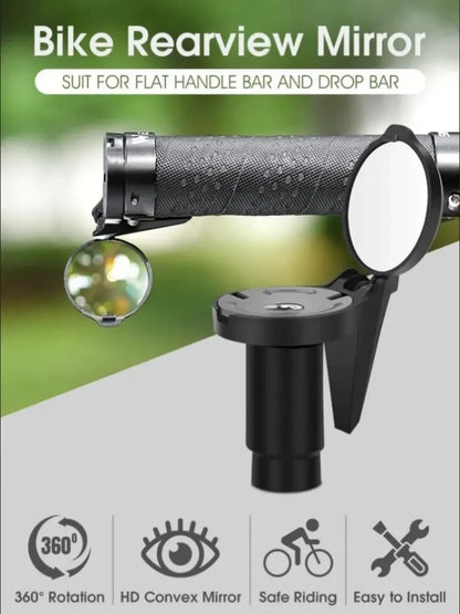 Bicycle 1PC Rear View Convex Mirror Handlebar Drop Bar Mount Acrylic Lens Back Sight Reflector Light Weight