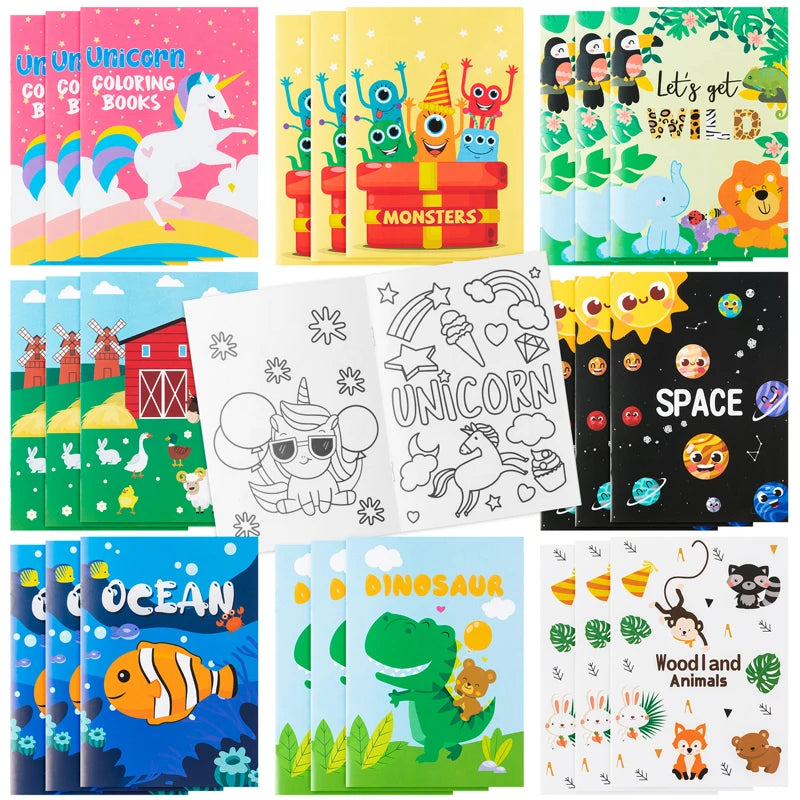 24pcs Coloring Books Colouring Pages Bulk Ocean Colorful Drawing DIY Art Doodle Painting Learning Color Booklet Arts Beginners