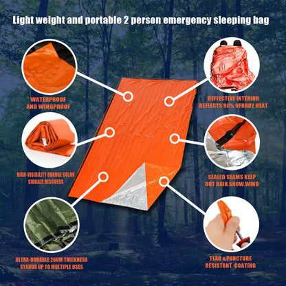 Emergency Sleeping Bag, Mylar Emergency Blanket, Waterproof Lightweight Survival Shelter Blanket