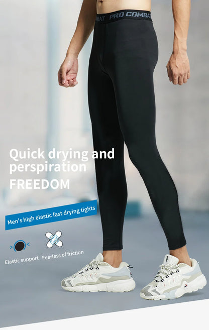 Tights Mens Spring Autumn Winter Basketball Training Elastic Fitness Base Pants Fast Dry Running Compression Long PantsIce Silk