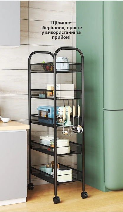 Kitchen Storage Ra Doorstep Drop off Mobile Cart Standalone Floor-Mounted Multi-Functional Organizer for Cooking Utensils