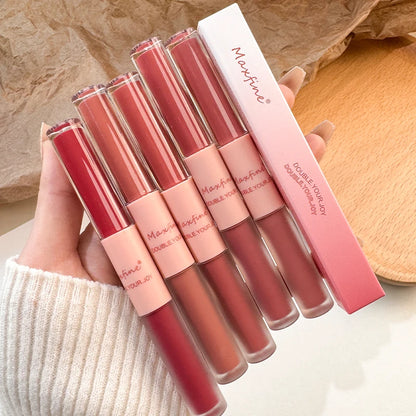 Double headed Lip Glaze Long lasting Matte Waterproof and Sweatproof Lipstick Sexy Lip Makeup for Daily Use