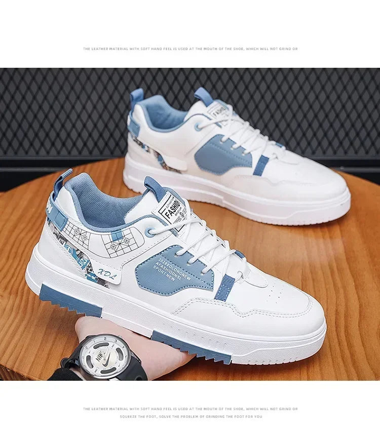 Men's shoes 2025 summer new breathable white shoes men's trendy and versatile thick soled sports board shoes trendy shoes