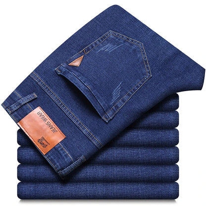 2025 New Business Men's Jeans Casual Comfortable Straight Stretch Fashion Classic Premium Blue Black Denim Pants Large Pants