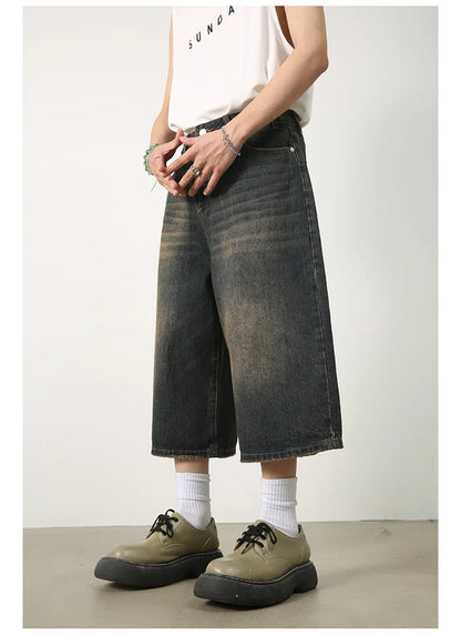 Women's Retro Wide Leg Baggy Casual Denim Shorts Harajuku Aesthetic High Waist Loose Shorts 2024 Summer Fashion Punk Shorts