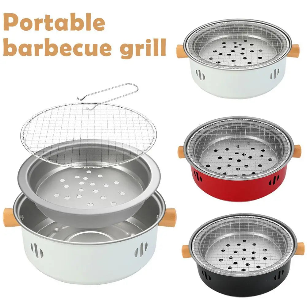 Steel Barbecue Grill Korean Charcoal Stove Split BBQ Stove Round Non-stick Barbecue Rack For Outdoor Camping