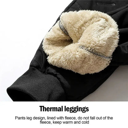 New Women's Plush Thick Fleece Lined Sweatpants Straight-leg Waterproof Pants Outdoor Windproof Outerwear Thermal Trousers