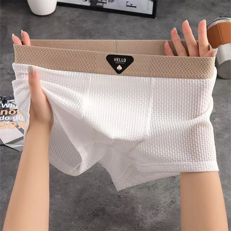 1pcs Men's Boxer Shorts Ice Silk Underwear Plus Size Underpants Breathable Sexy Slim Panties Air-conditioned Lingerie Wholesale