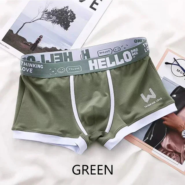1Pcs Men Cotton Boxer Shorts Panties Underwear3 Colors L XL 2XL 3XL Soft Letter Belt Breathable Soft Fashion Sports