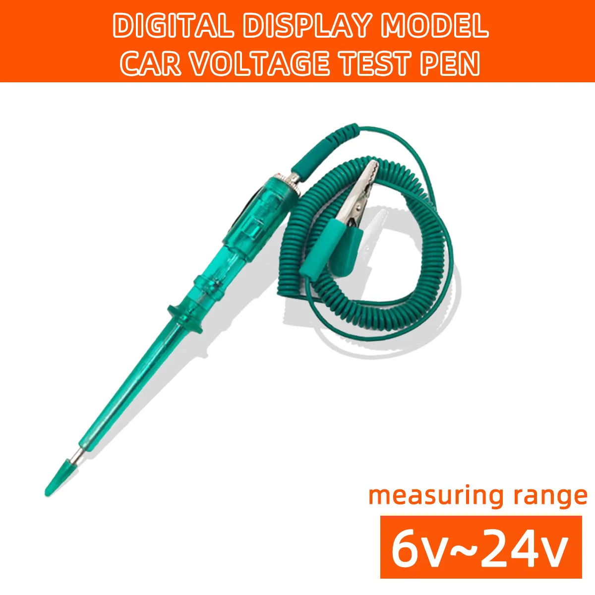6/12/24v48v Dc Digital Display Extended Spring Cable Automotive Digital Voltage Circuit Tester Truck Automotive Light Test Pen