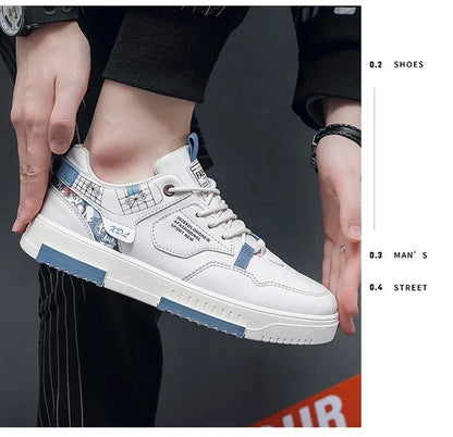 Men's shoes 2025 summer new breathable white shoes men's trendy and versatile thick soled sports board shoes trendy shoes