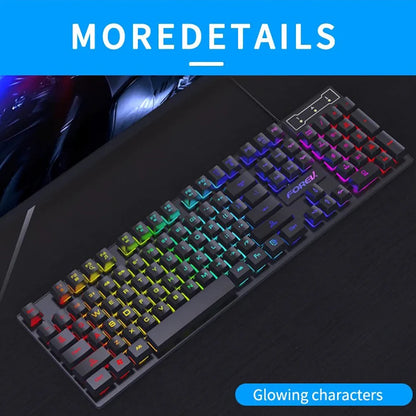 Wired Office Gaming Keyboard Mouse Set USB RGB Backlight Luminous Mechanical Feel Keyboard For Laptop Computer PC Accessories