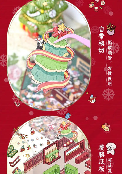 Christmas Theme DIY 3D Sticker Cartoon Pocket Cabin Scene Stacking and Pasting Festival Birthday Gift for Kid Child Student