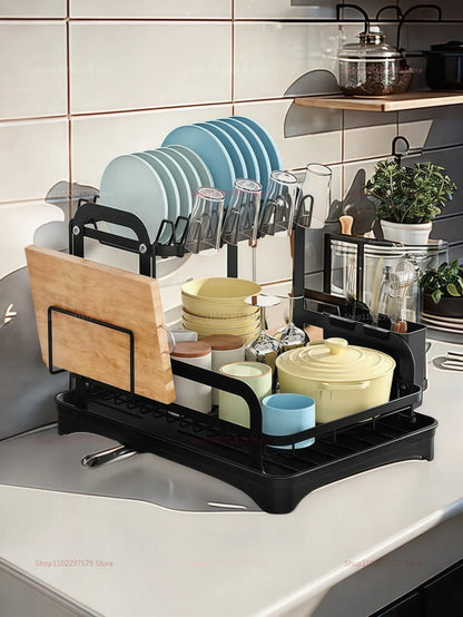 Kitchen utensil storage rack, multifunctional drainage rack on the countertop, convenient for storing utensils in the kitchen