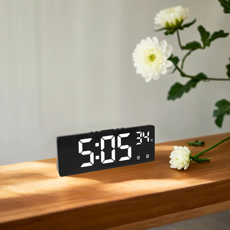 Digital Alarm Clock Travel Clock with Temperature Table Clock Large Display for Bedroom Office Kitchen Home Decoration