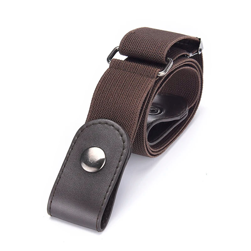 Simple Fashionable Women's No Buckle Stretch Elastic Waist Belt Men Woven Invisible Lazy Belt Length Adjustable，For Jeans、Dress