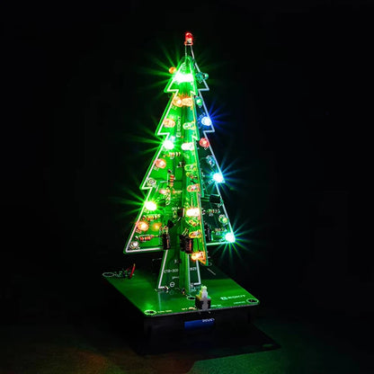 Creative 3D Christmas Tree LED DIY Kit Red/Green/Yellow LED Flash Circuit Kit Electronic Fun Suite 3 Color/7 Color PCB