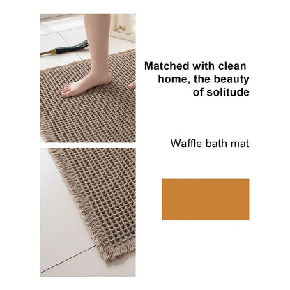 Bath Mat Bathroom Rugs Shower Mat Non Slip Waffle Quick Dry Machine Washable Carpet Super Absorbent Waffle Bathroom Mat