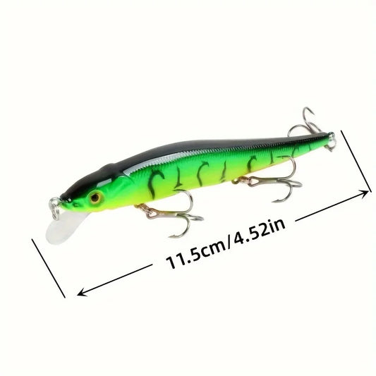 1pc 4.52inch/0.49oz Plastic Simulation Lure, Minnow Hard Bait With 3 Treble Hooks, Artificial Bait For Pike Carp