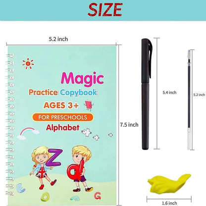 4 Books Pen Magic Writing Book Calligraphy Notebook Montessori Kids Reusable Educational Calligraphic Letter Practice Toy