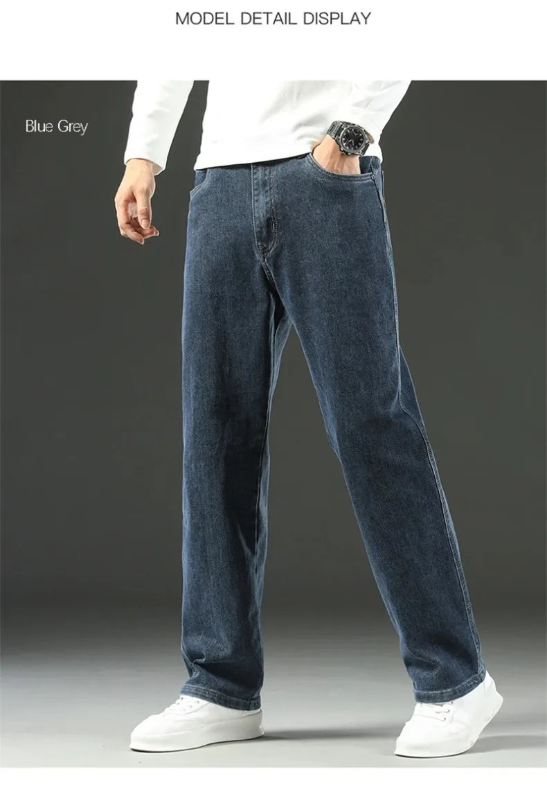 2025 New Spring and Autumn Men's Jeans, Loose, Comfortable, Straight, Business Casual, Versatile Wide-leg Business Trousers