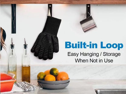 BBQ Gloves Silicone Heat-Resistant Glove Kitchen Microwave Oven Mitts 500 800 Degree Fireproof And Non-Slip Barbecue Gloves