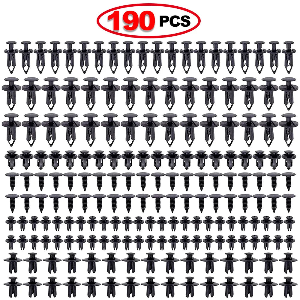 190 Pcs Car Retainer Clips 6 Sizes Auto Push Pin Rivets Clip Fasteners Push Retainer Set Car Interior Bumper Clips