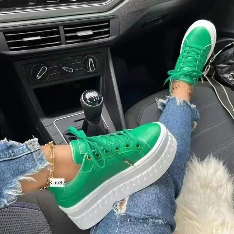 Shoes Casual Shoes for Women 2024New Platform Sneakers Solid Color Ladies Footwear Trend Lightweight PU Vulcanized Shoes