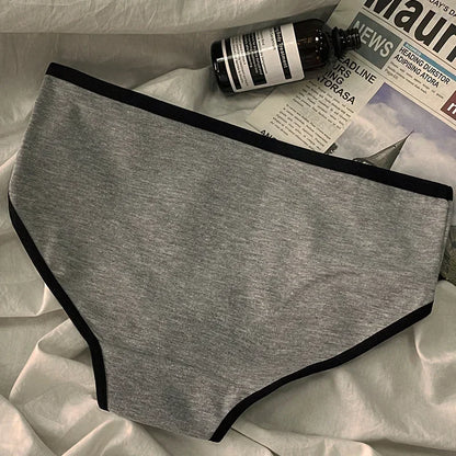 3pcs Cotton Women's Panties Triangle Sports Style Minimalist Girls' Underwear Mid Waist Japanese white black Women Underwear