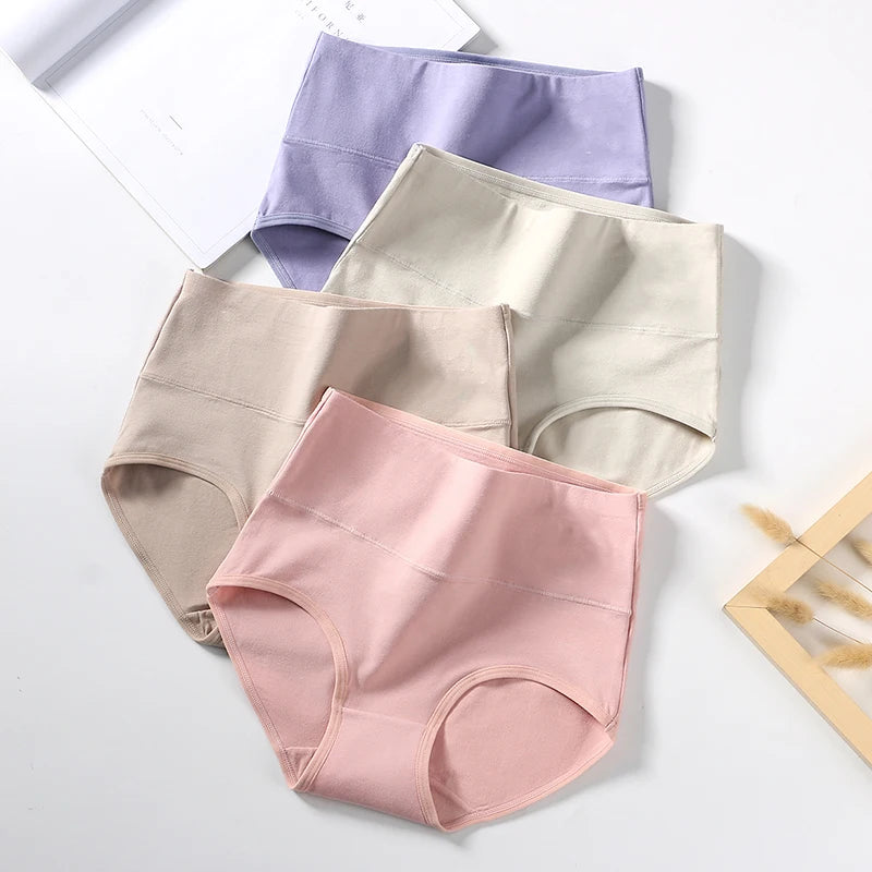 4PCS High Waist Women's Panties Body Shaper Underwear Breathable Cotton Underpants  Plus Size M-5XL Panty Slimming Female Briefs