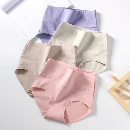 4PCS High Waist Women's Panties Body Shaper Underwear Breathable Cotton Underpants  Plus Size M-5XL Panty Slimming Female Briefs