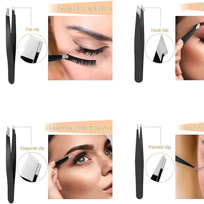 Ouriner Eyebrow Tweezer Colorful Hair Beauty Fine Hairs Puller Stainless Steel Slanted Eye Brow Clips Removal Makeup Tools