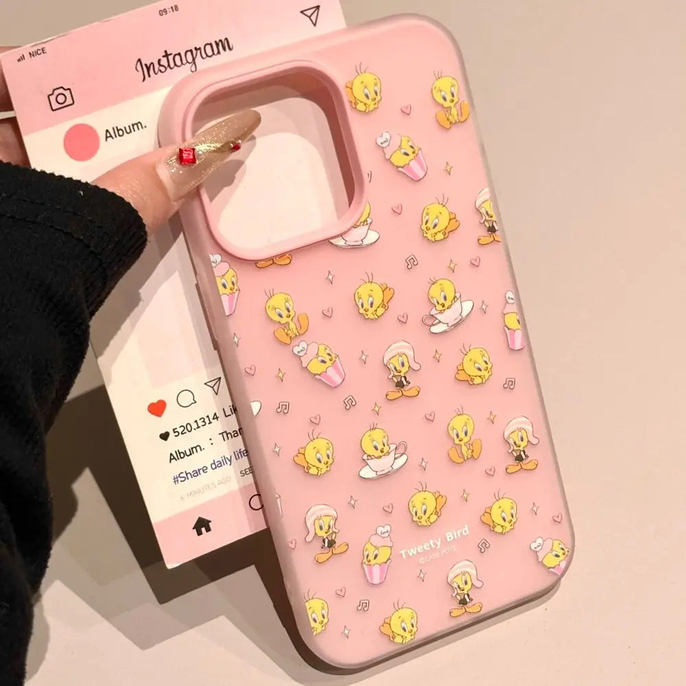Cute Pink Cartoon Du Girl Phone Case Full Cover with Stand for iPhone 6 pro Max 5 pro 4 Small 3 Women's Anti-Fall Prote...