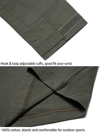 Men's Long Sleeve Combat Shirt 1/4 Zipper Ripstop Cotton Tactical Shirts Navy Blue Camoufalge Airsoft T Shirts