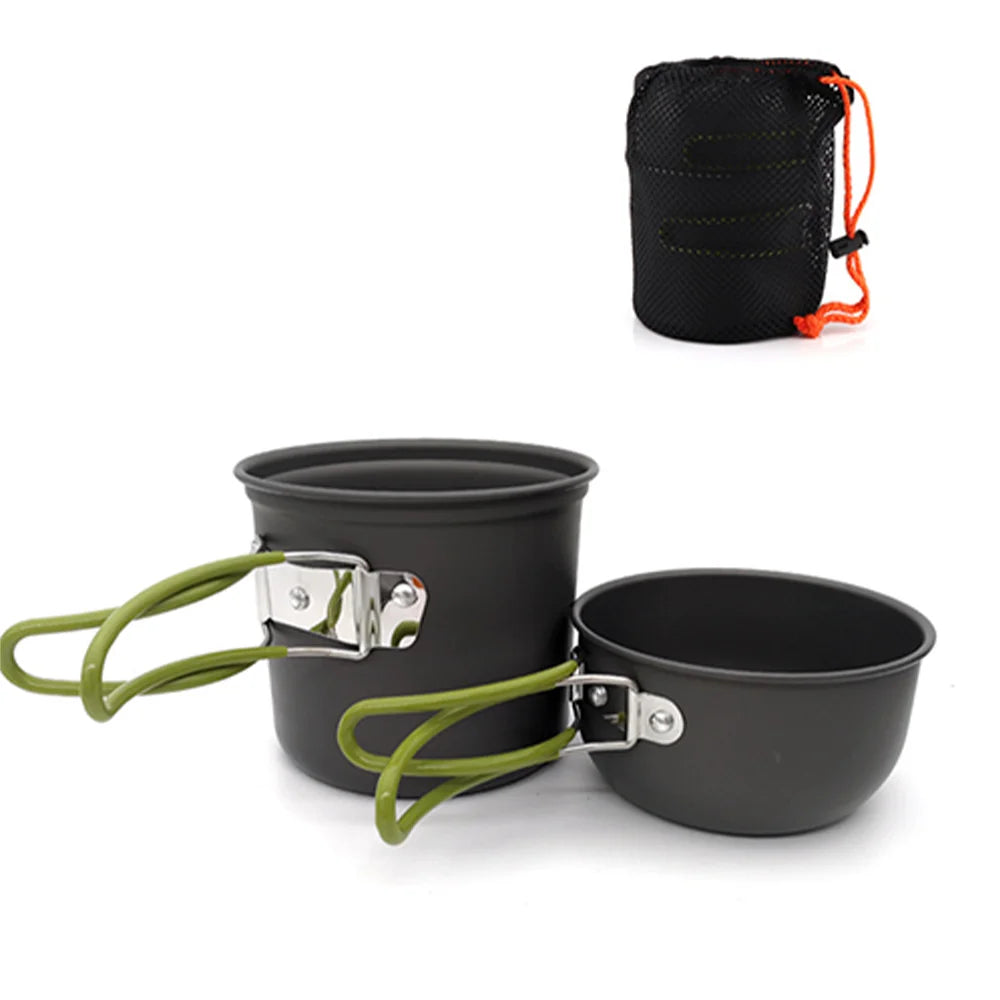 Camping Pots Cookware Set Portable Outdoor Cooking  Tableware for Hiking Trekking Picnic Fishing Mountaineering