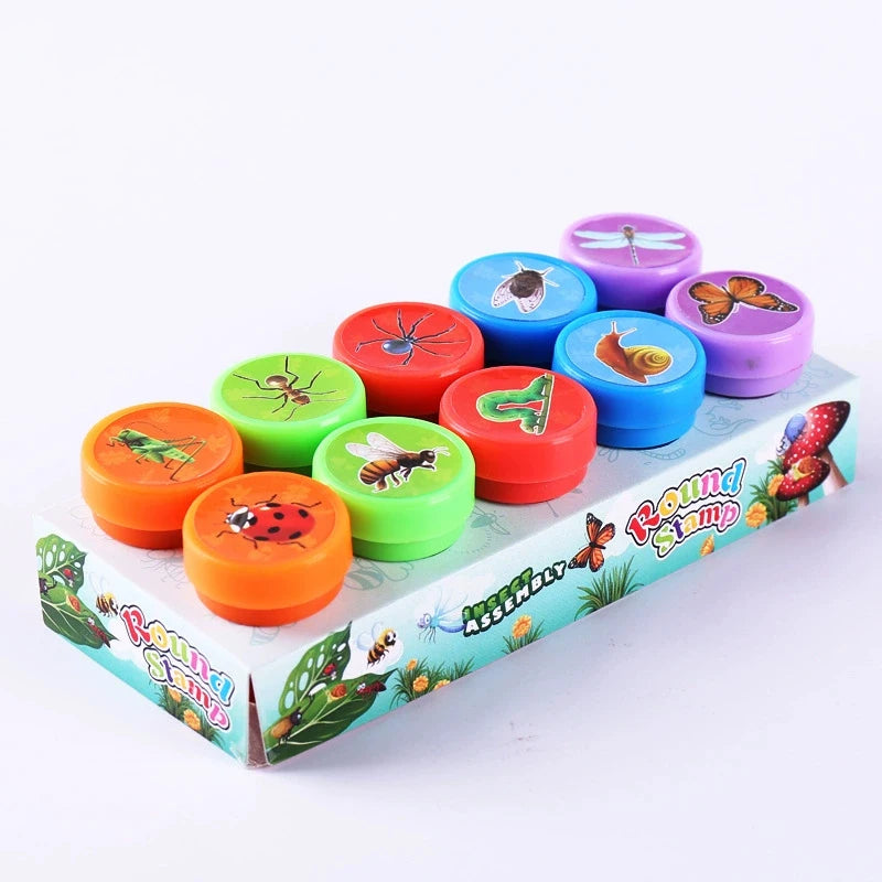 10pcs Assorted Stamps for Kids Self-ink Stamps Children Toy Stamps Smiley Face Seal Scrapbooking DIY Painting Photo Album Decor