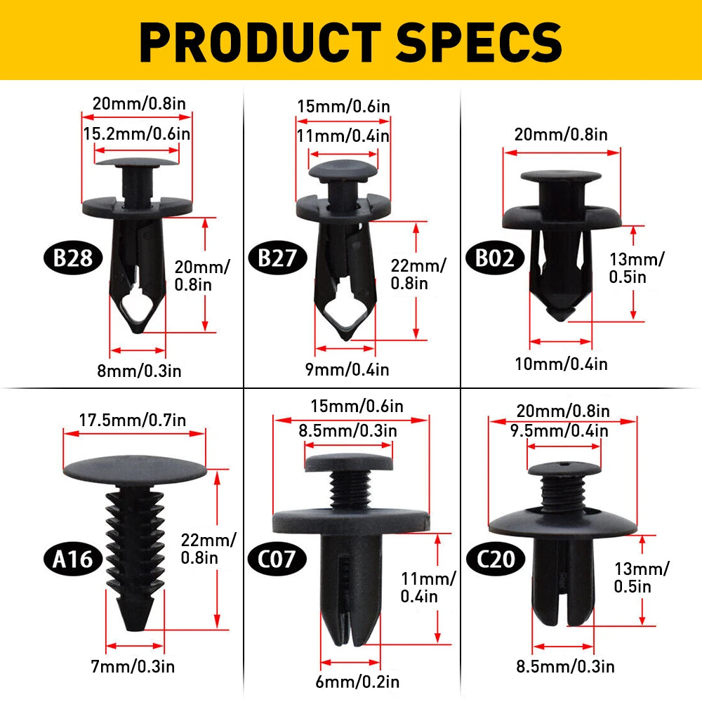 190 PCS Car Fastener Clip Kit Bumper Fender Rivet Clips Auto Body Push Retainer Pin Rivet Bumper Door Trim Panel Retainer Repair