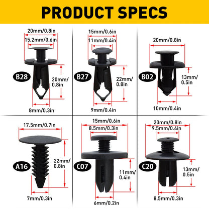 190 PCS Car Fastener Clip Kit Bumper Fender Rivet Clips Auto Body Push Retainer Pin Rivet Bumper Door Trim Panel Retainer Repair