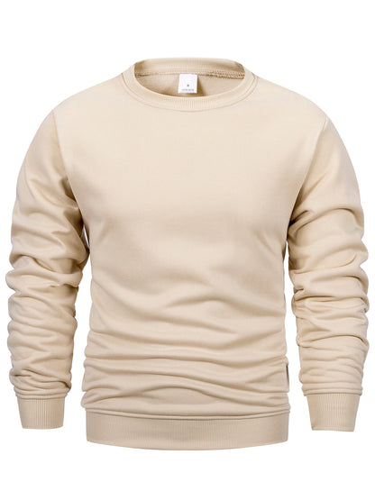 Men's Crew Neck Sweatshirts Solid Color Sweatwear Spring Outdoor Casual Daily Long Sleeve Pullover Hoodie Man Sportswear